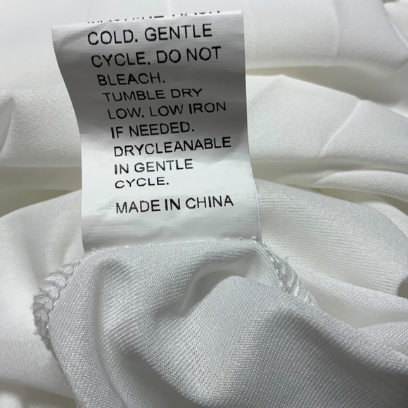 SHEIN White Cotton Nylon Blend Pleated Wedding Dress w/ Lace Bodice & Sleeves S - Picture 11 of 13